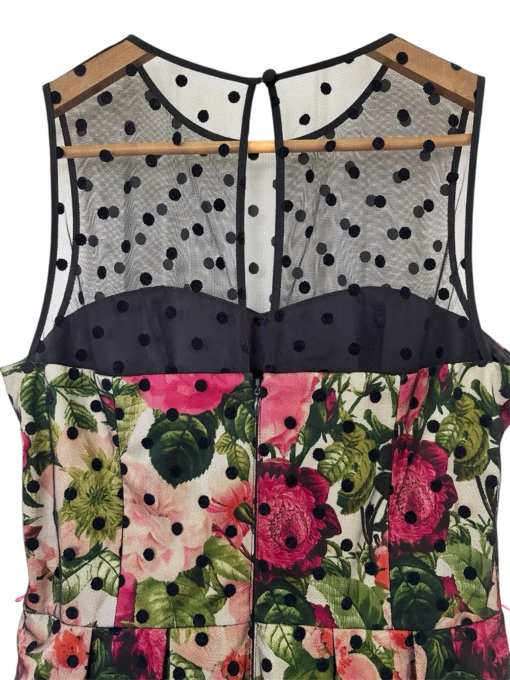 Eliza J Floral & Polka Dot Mesh Overlay Fit & Flare Party Dress 10 - Picture 5 of 8
